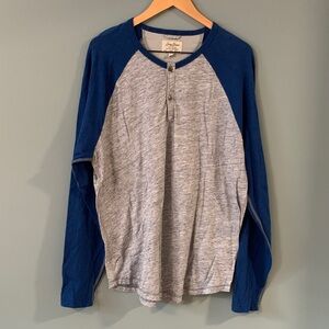 💯 cotton Lucky Brand Blue Long Sleeve Henley Shirt XL